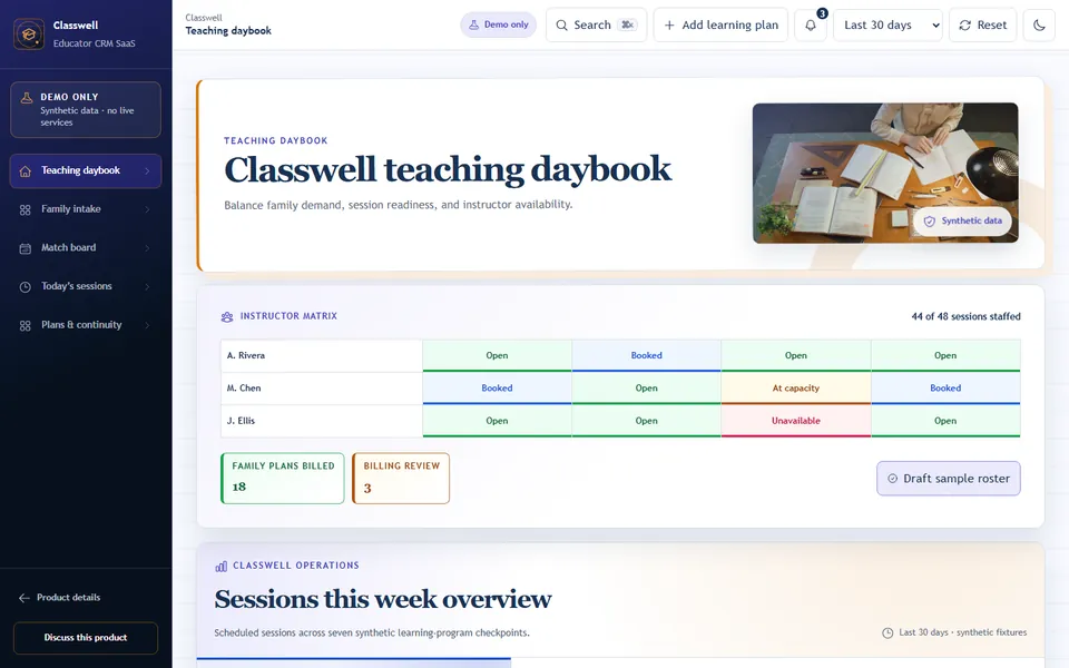 Educator CRM SaaS product screenshot