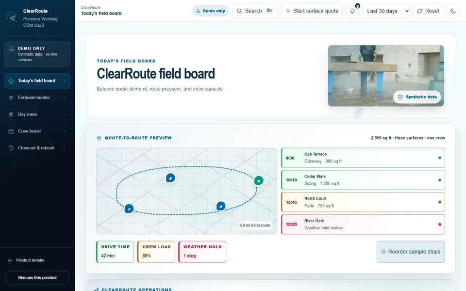 Pressure Washing CRM SaaS product screenshot