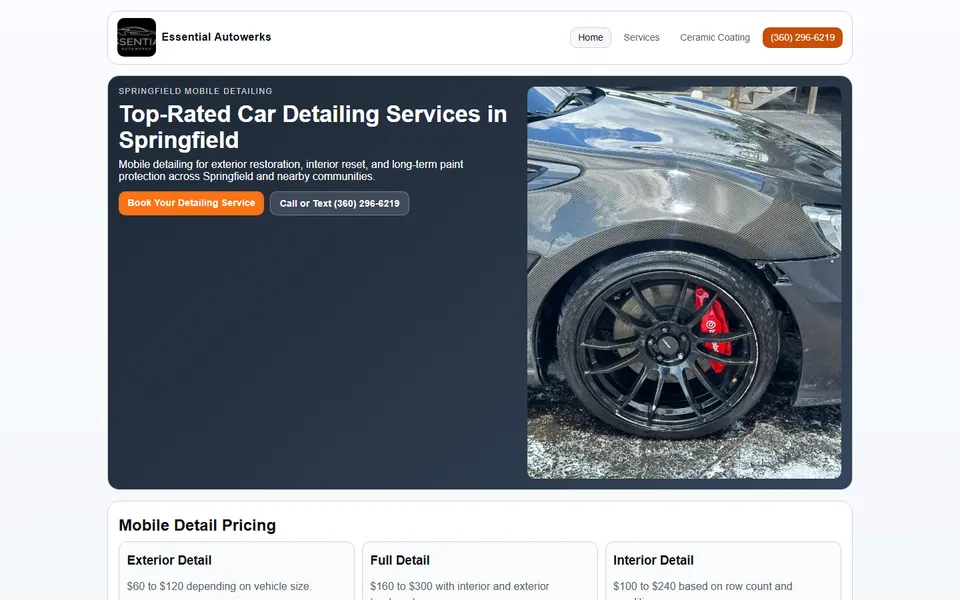 Essential Autowerks website preview
