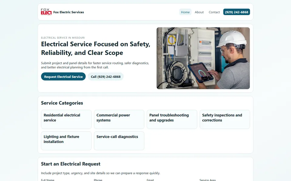 Fox Electric Services website preview