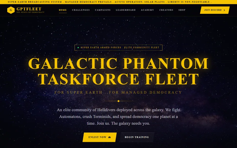 Galactic Phantom Taskforce Fleet website preview