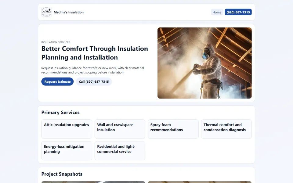 Medina Insulation website preview