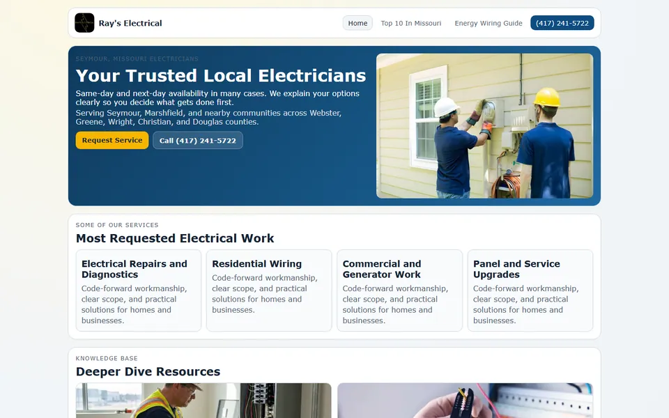 Rays Electrical website preview